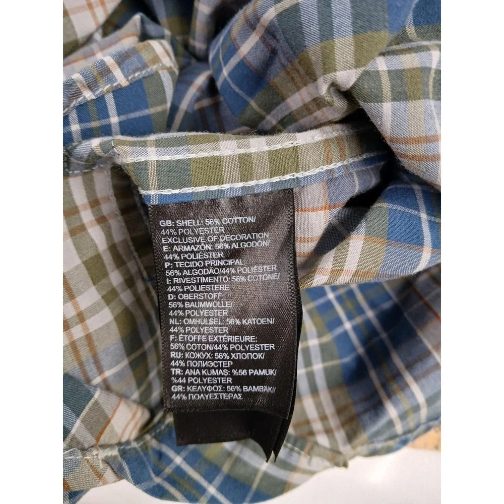The North Face Shirt Mens 2XL Blue Green Plaid‎ Short Sleeve Button Down Hiking
